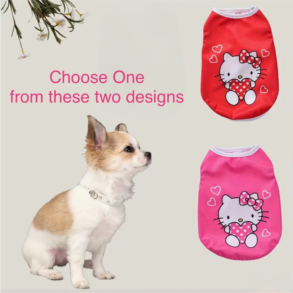Hello Kitty Pink or Red Pet Vest Shirt for Small Pet - You Choose